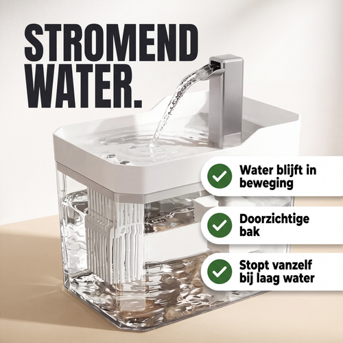 Fenna kattenfontein met stromend water en transparante bak