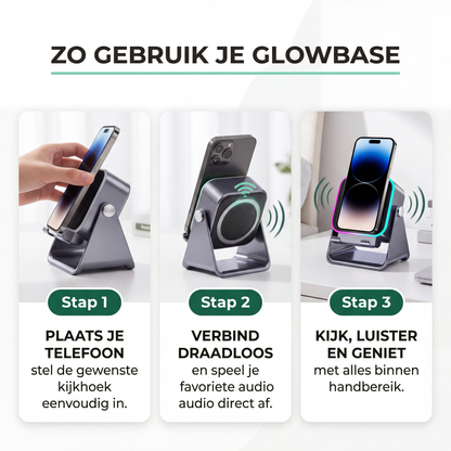 GlowBase - Bluetooth Speaker Telefoonhouder met RGB-verlichting
