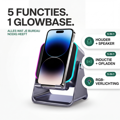GlowBase - Bluetooth Speaker Telefoonhouder met RGB-verlichting