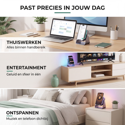 GlowBase - Bluetooth Speaker Telefoonhouder met RGB-verlichting